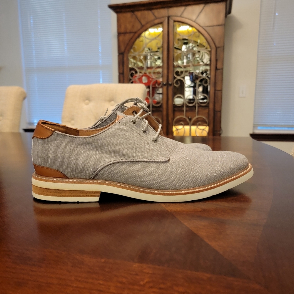 Florsheim Casual Gray Canvas Derby Shoes with Tan Accents Size 11